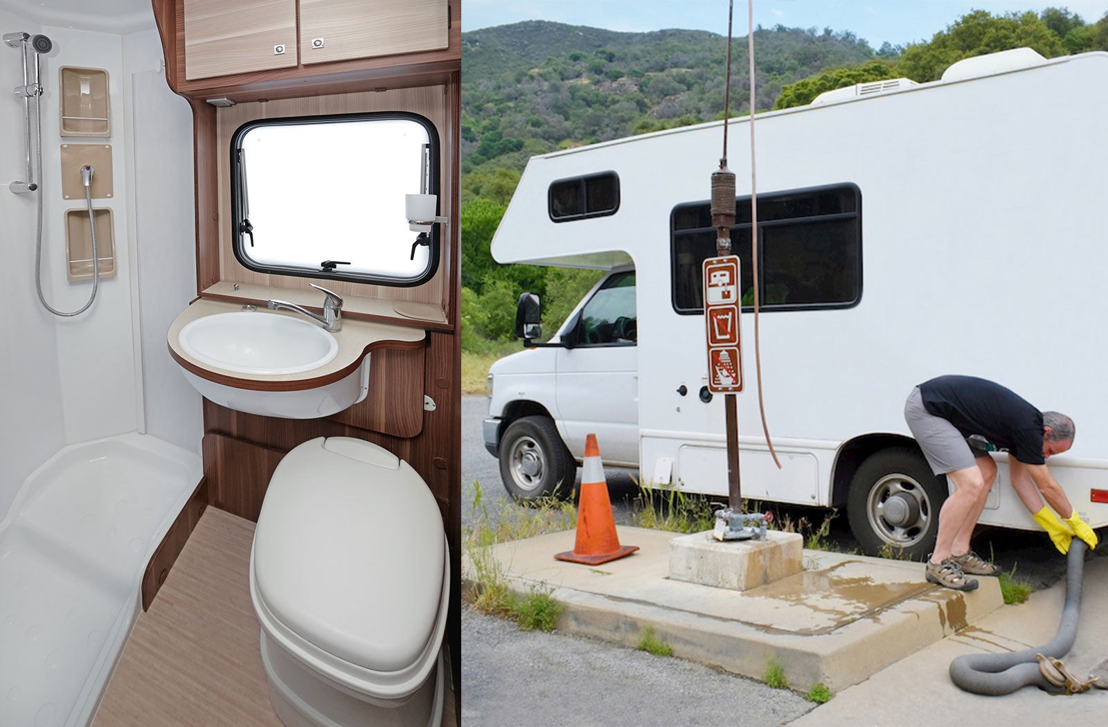 Portable RV/camper toilet and holding tank setup in Sebring, Florida