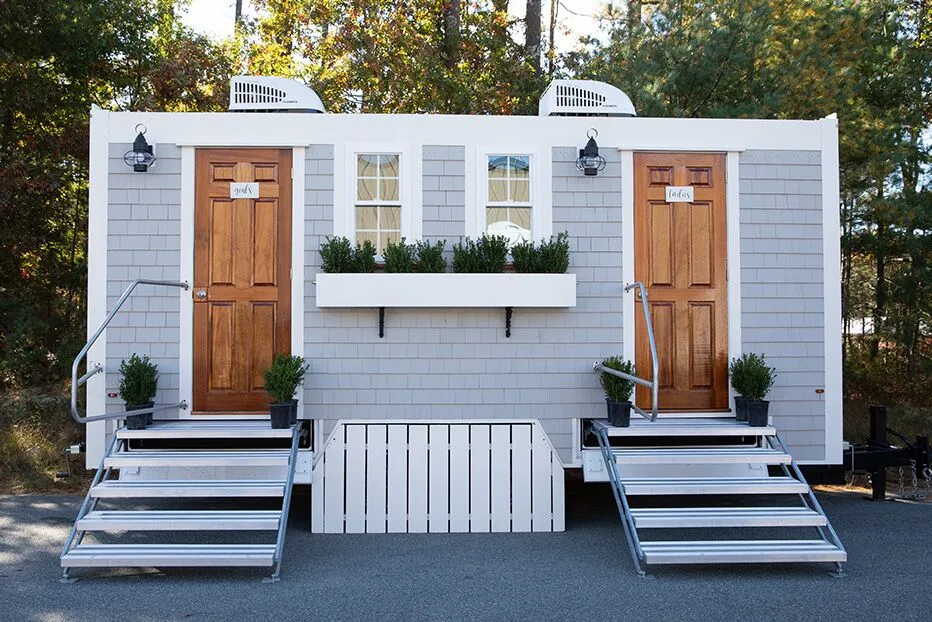 Wedding restroom units discretely staged at a venue in Sebring, Florida